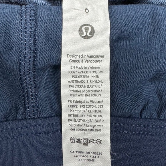 Lululemon Scuba 7/8 Length Velvet Cord Pant Women Size 6 True Navy Athleisure - Picture 4 of 10